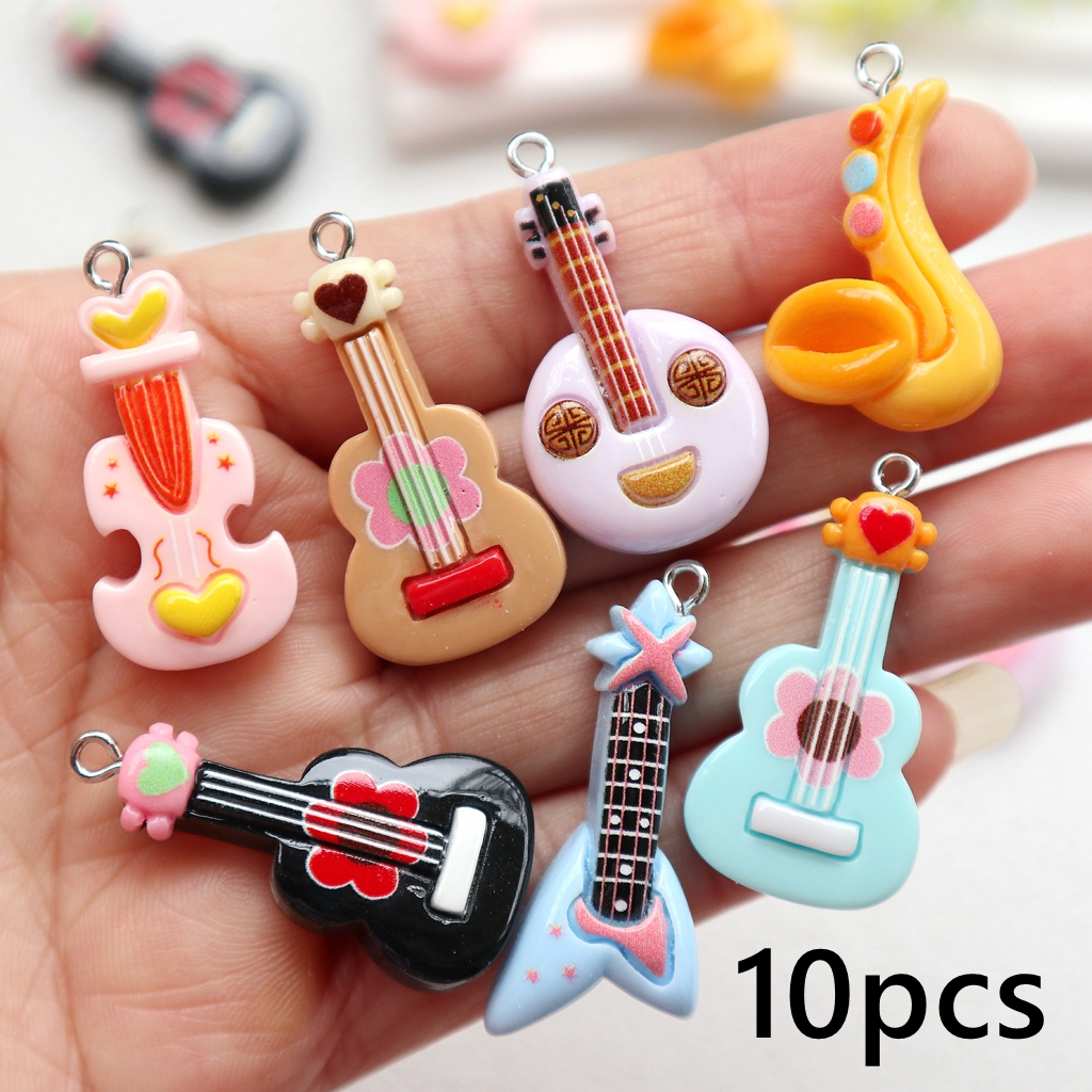 Musical Instrument Jewelry - 10pcs Resin Flat Back Pendants –