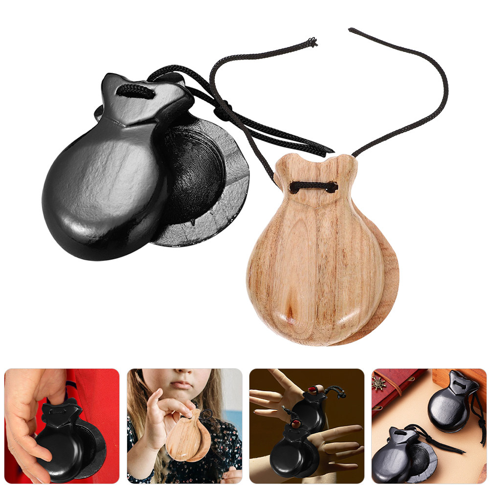 Musical Instrument Clapper - 2Pcs Wood Castanets Spanish Wooden Clappers
