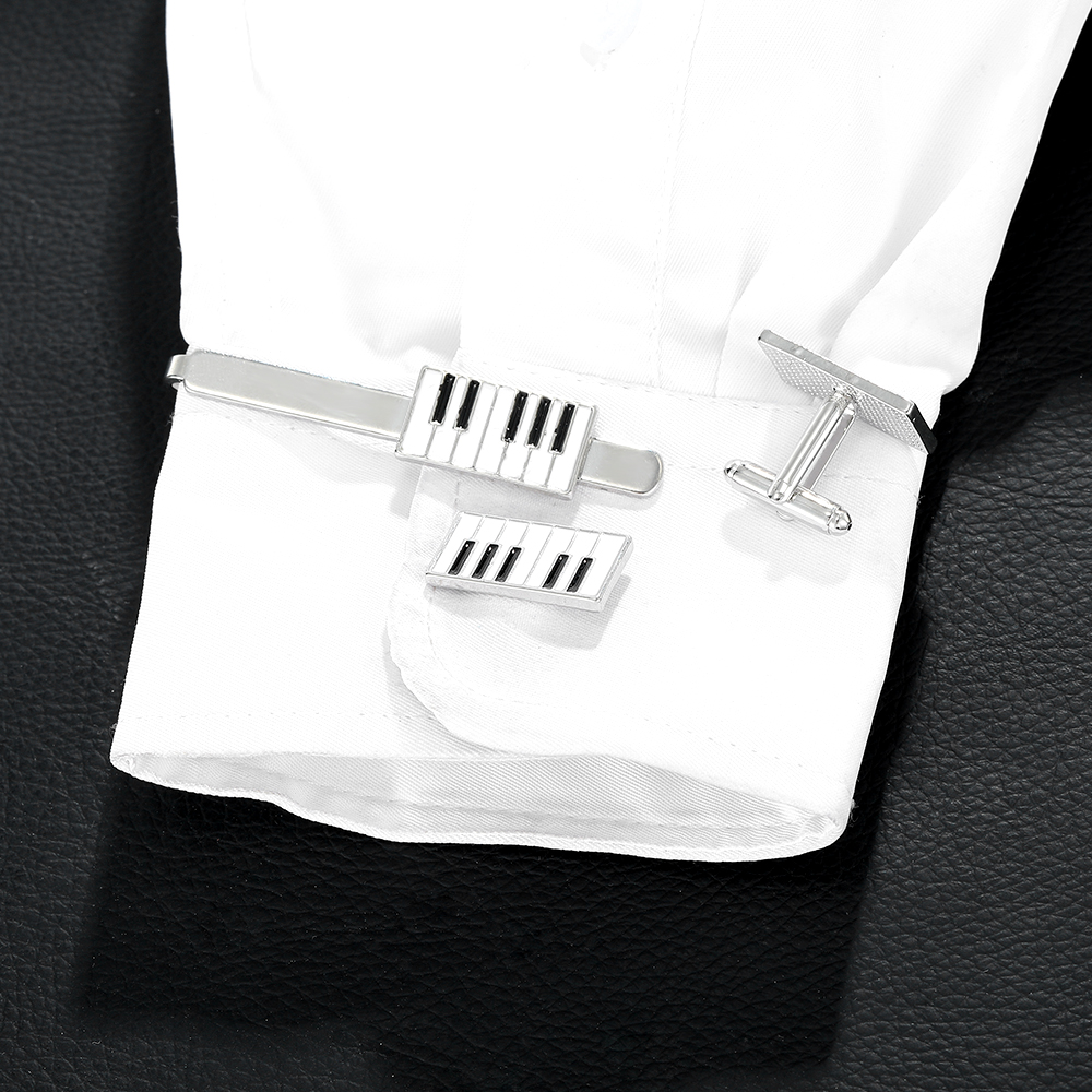 Musical Instrument Jewelry - Music Mens Piano Keyboard Shaped Cufflinks&Tie