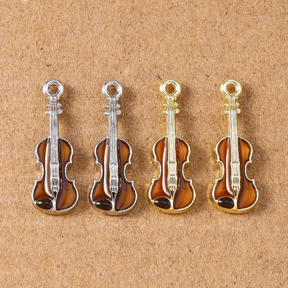 Musical Instrument Jewelry - 5pcs Enamel Alloy Guitar Charms Musical