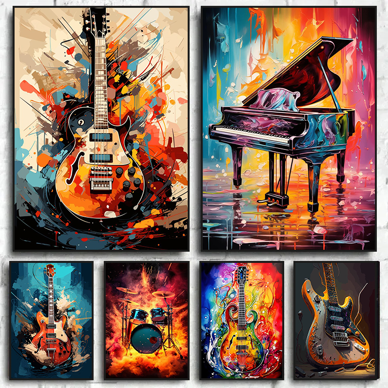 Abstract Colorful Art Musical  - Musical Instrument Guitar ulasan dan harga