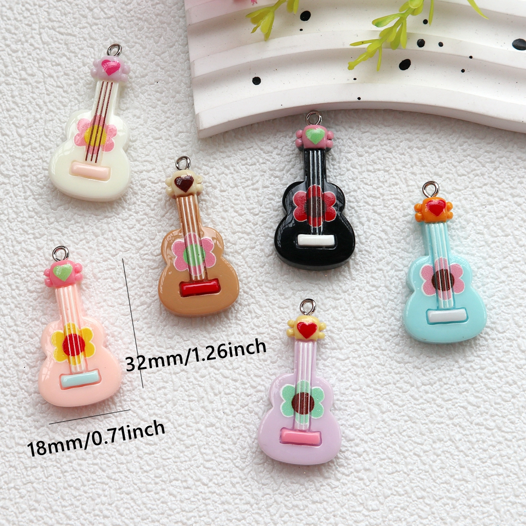 10pcs Resin Flat Back Pendants - Musical Instrument Jewelry ulasan dan harga