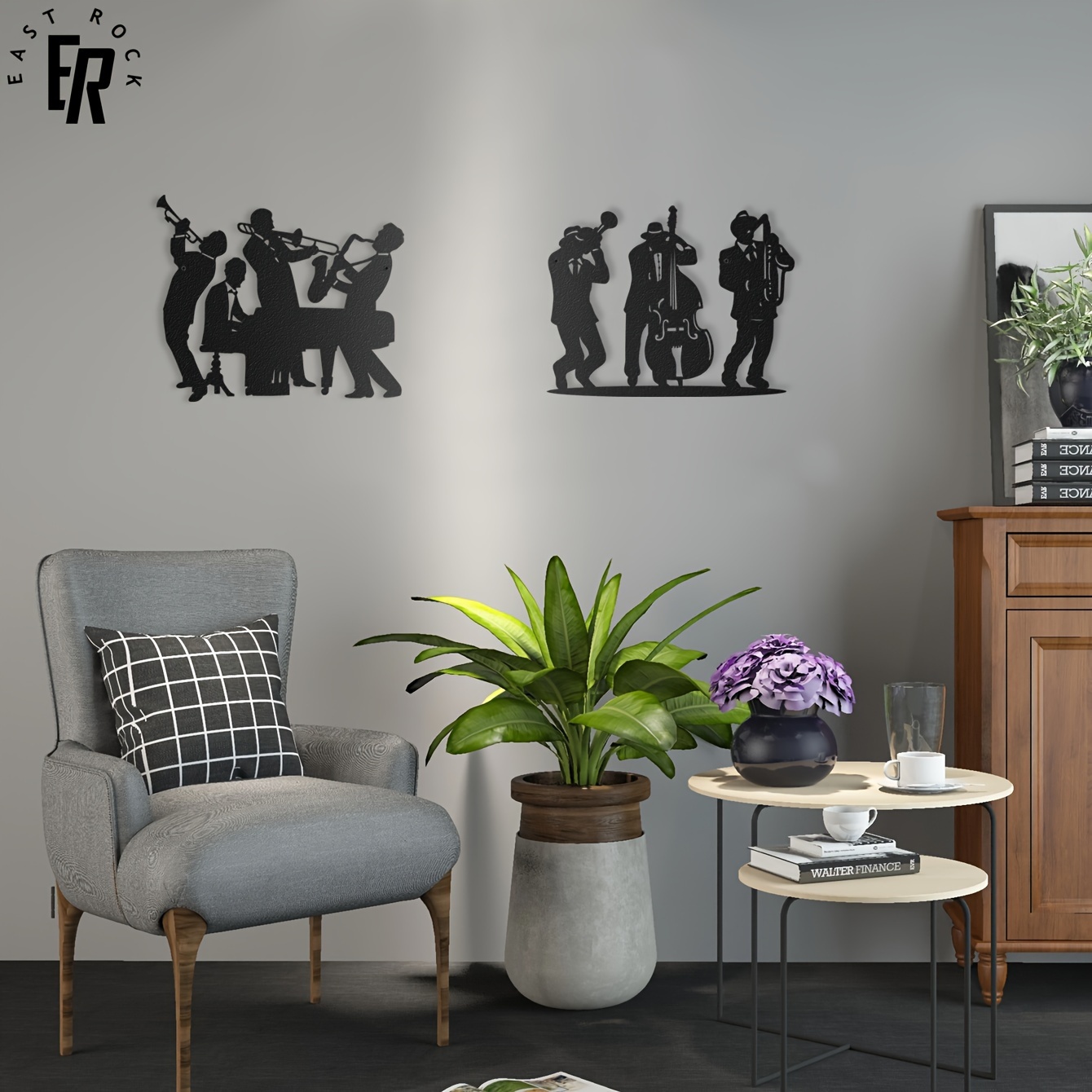 Metal Musician Silhouette Wall - Musical Instrument Logo ulasan dan harga