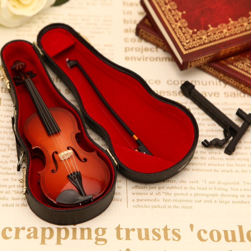 Tiny Violin Figurine Handmade  - Musical Instrument Old ulasan dan harga