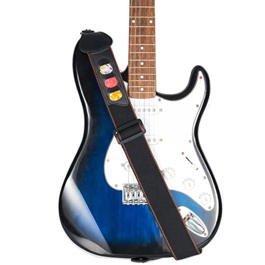 7Pcs/Set Guitar Strap Black PU - Musical Instrument Ukulele ulasan dan harga