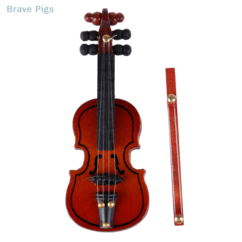 Dollhouse Violin Mini Wooden I - Musical Instrument Old ulasan dan harga