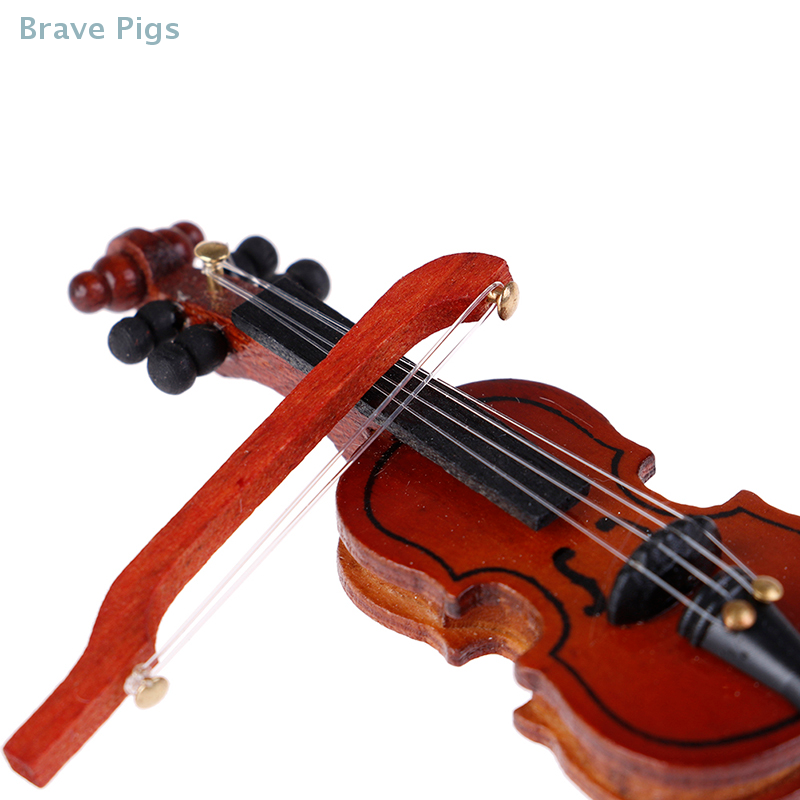 Dollhouse Violin Mini Wooden I - Musical Instrument Old ulasan dan harga