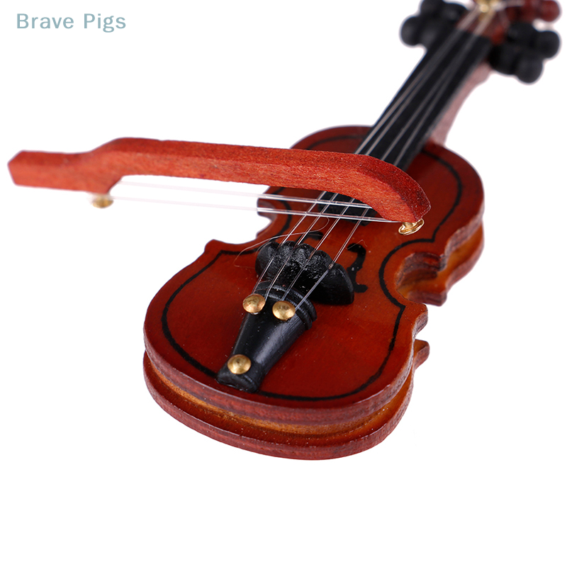 Dollhouse Violin Mini Wooden I - Musical Instrument Old ulasan dan harga