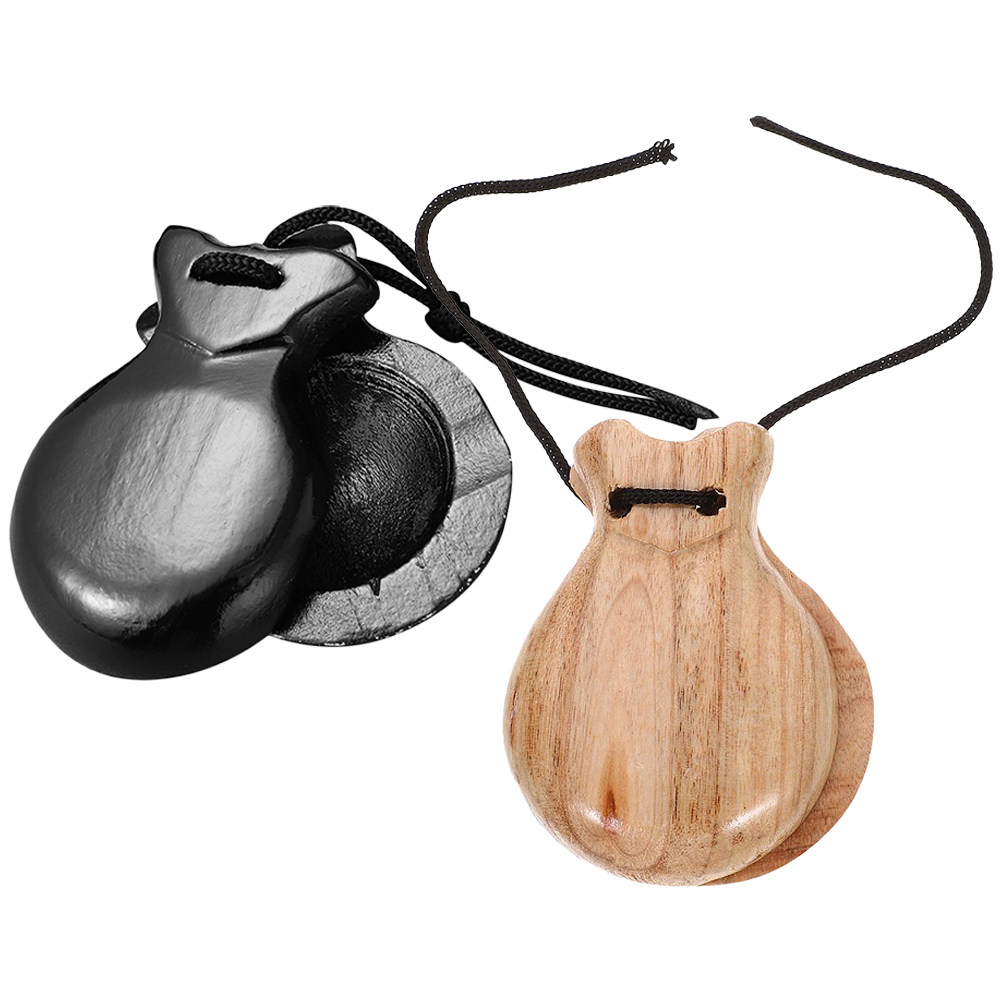 2Pcs Wood Castanets Spanish Wo - Musical Instrument Clapper ulasan dan harga