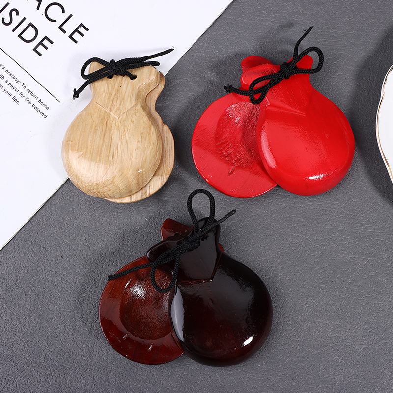 2Pcs Wooden Spanish Castanets  - Musical Instrument Clapper ulasan dan harga