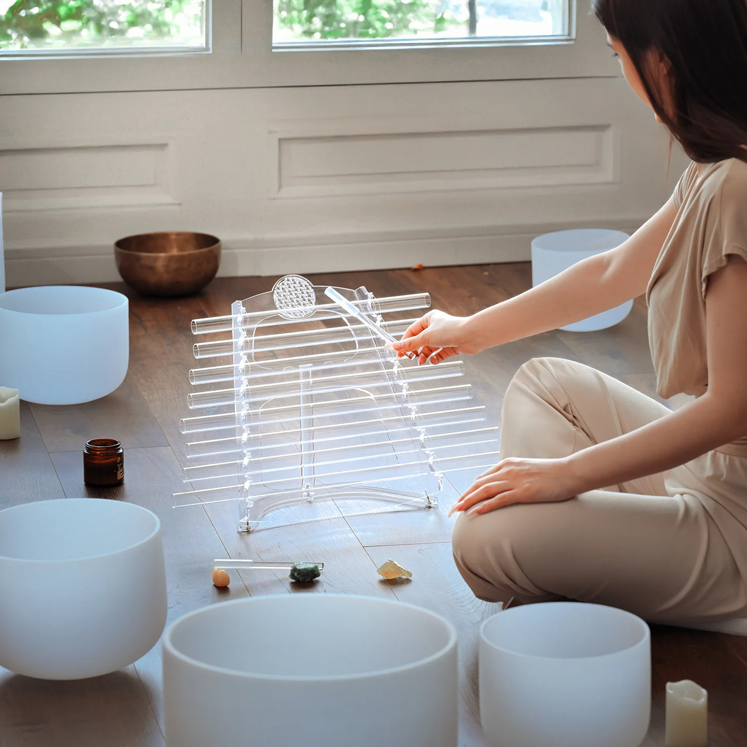 432HZ Clear Quartz Crystal Sin - Musical Instrument Box ulasan dan harga