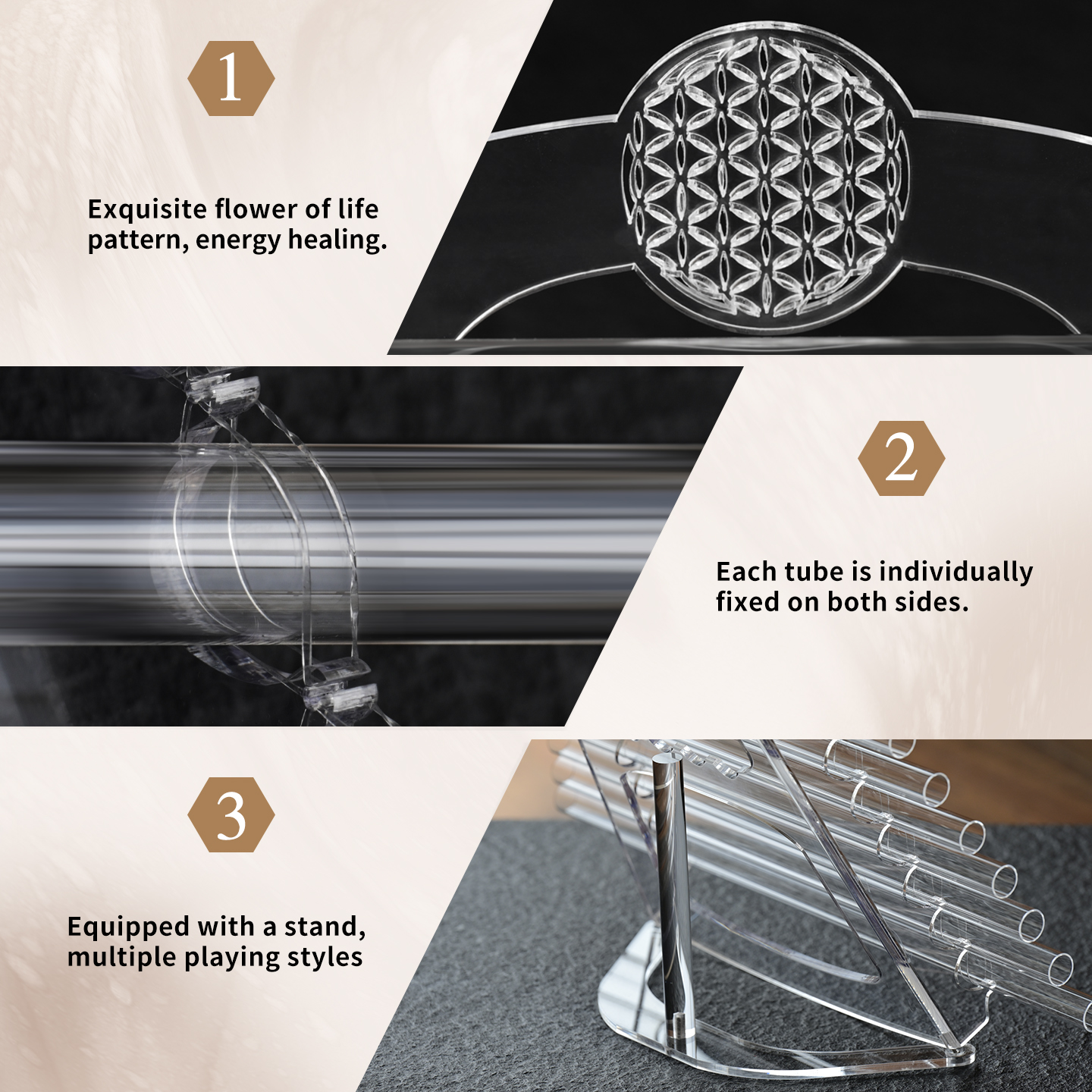 432HZ Clear Quartz Crystal Sin - Musical Instrument Box ulasan dan harga