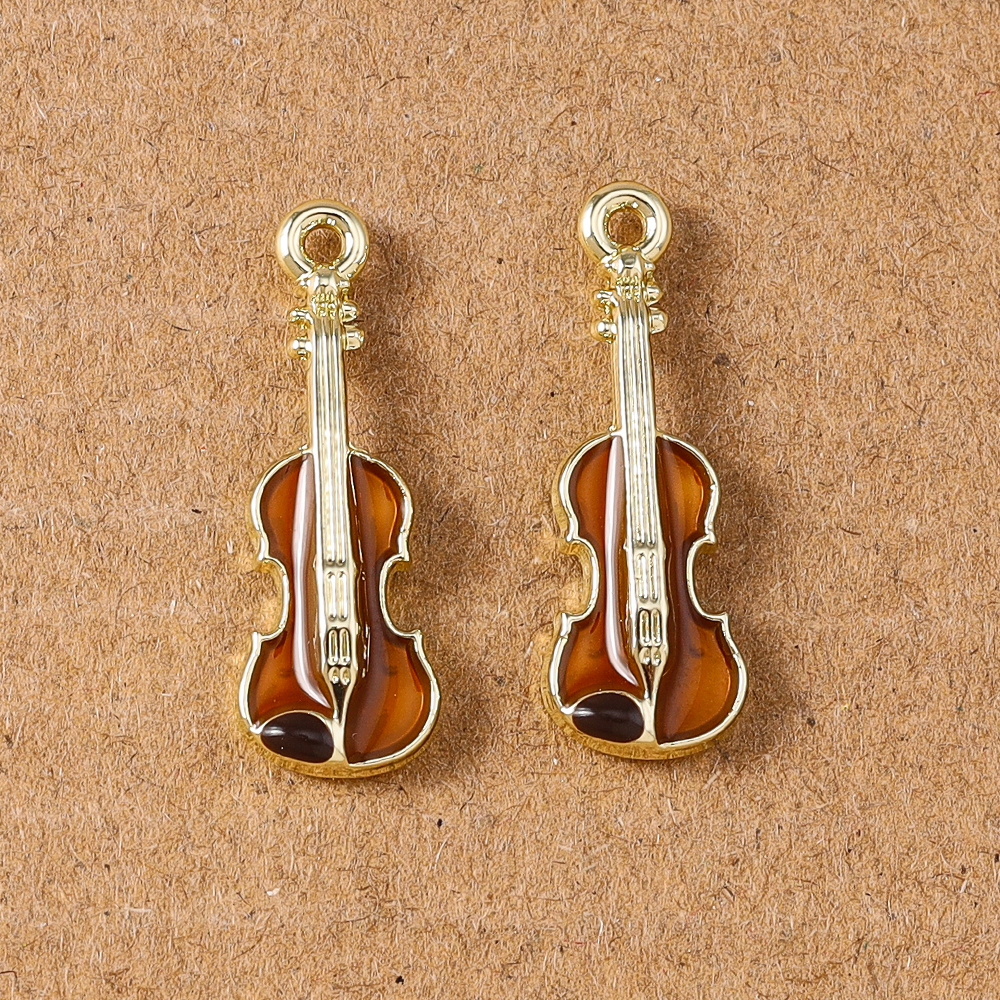 5pcs Enamel Alloy Guitar Charm - Musical Instrument Jewelry ulasan dan harga
