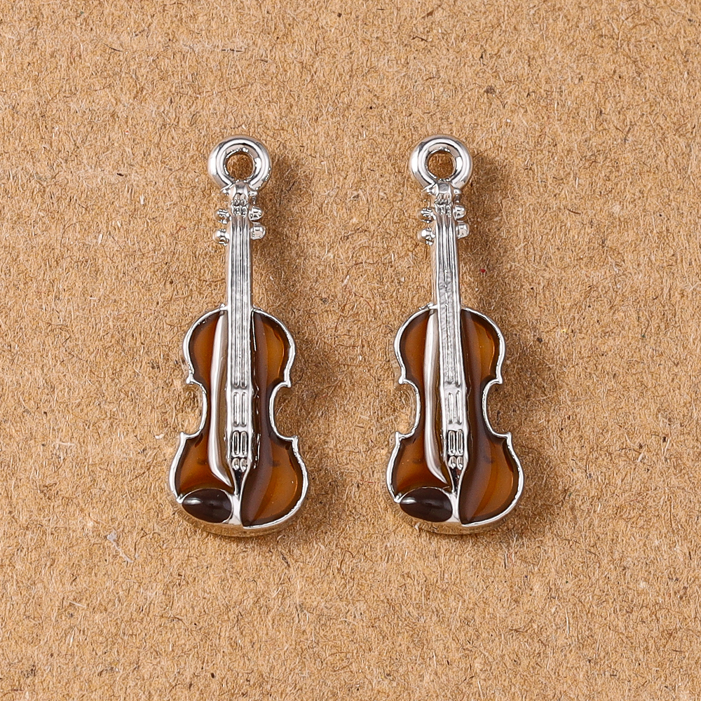 5pcs Enamel Alloy Guitar Charm - Musical Instrument Jewelry ulasan dan harga