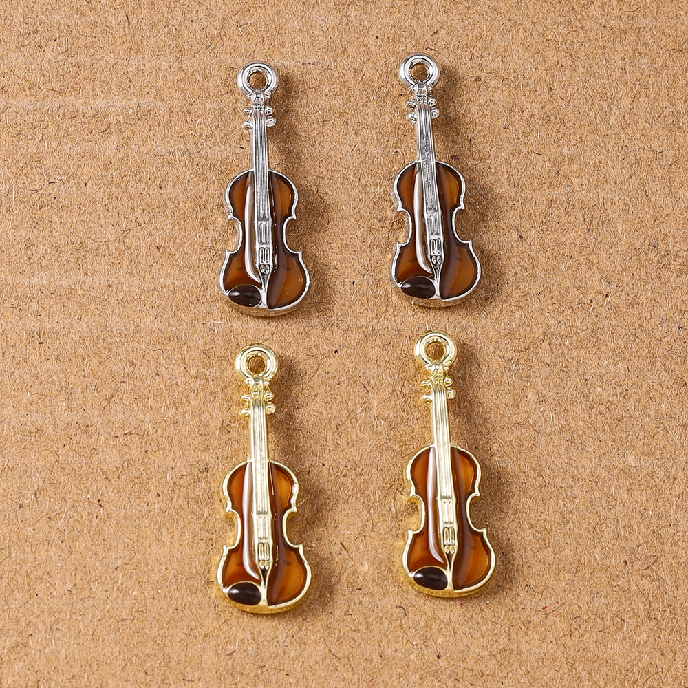 5pcs Enamel Alloy Guitar Charm - Musical Instrument Jewelry ulasan dan harga