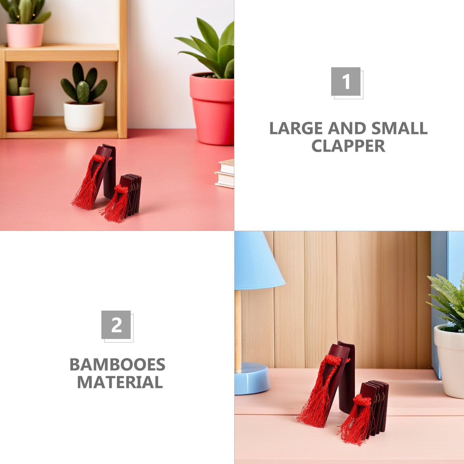 2Pcs Bamboo Chinese Allegro Cl - Musical Instrument Clapper ulasan dan harga