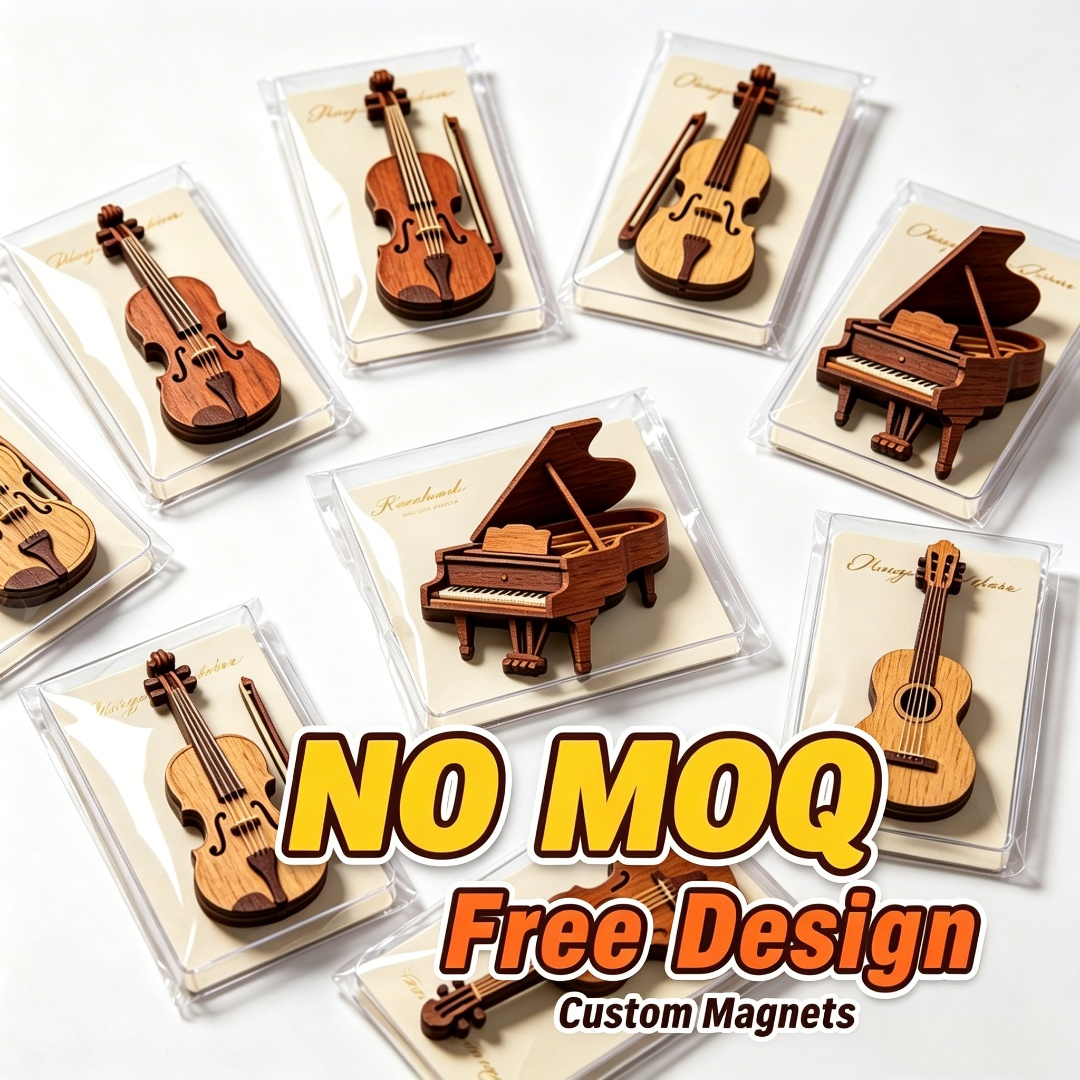 Custom Fridge Magnet Wooden Mu - Musical Instrument Old ulasan dan harga