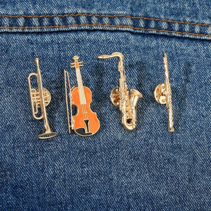 Violin Shaped Golden Pins1Pcs  - Musical Instrument In Orchestra ulasan dan harga