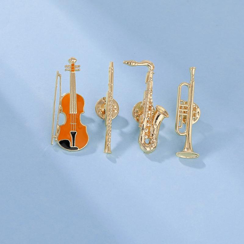 Violin Shaped Golden Pins1Pcs  - Musical Instrument In Orchestra ulasan dan harga